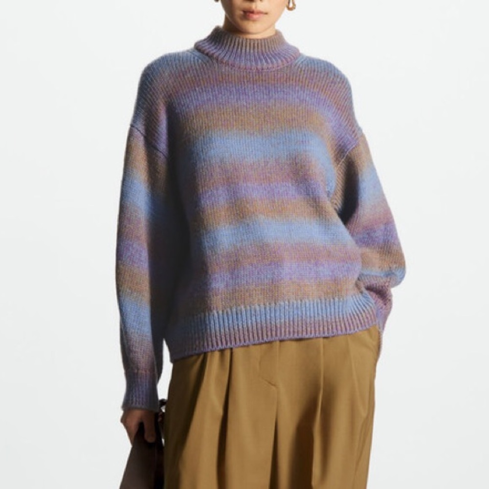 COS Striped Wool Mock-Neck Sweater